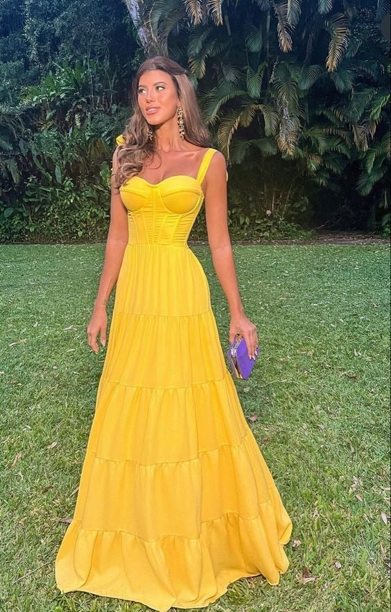 Elegant Spaghetti Straps Sleeveless Floor-Length Prom Dresses